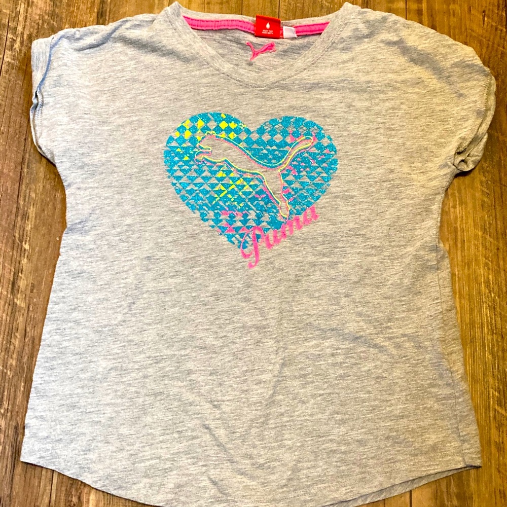 Girls gray puma tee